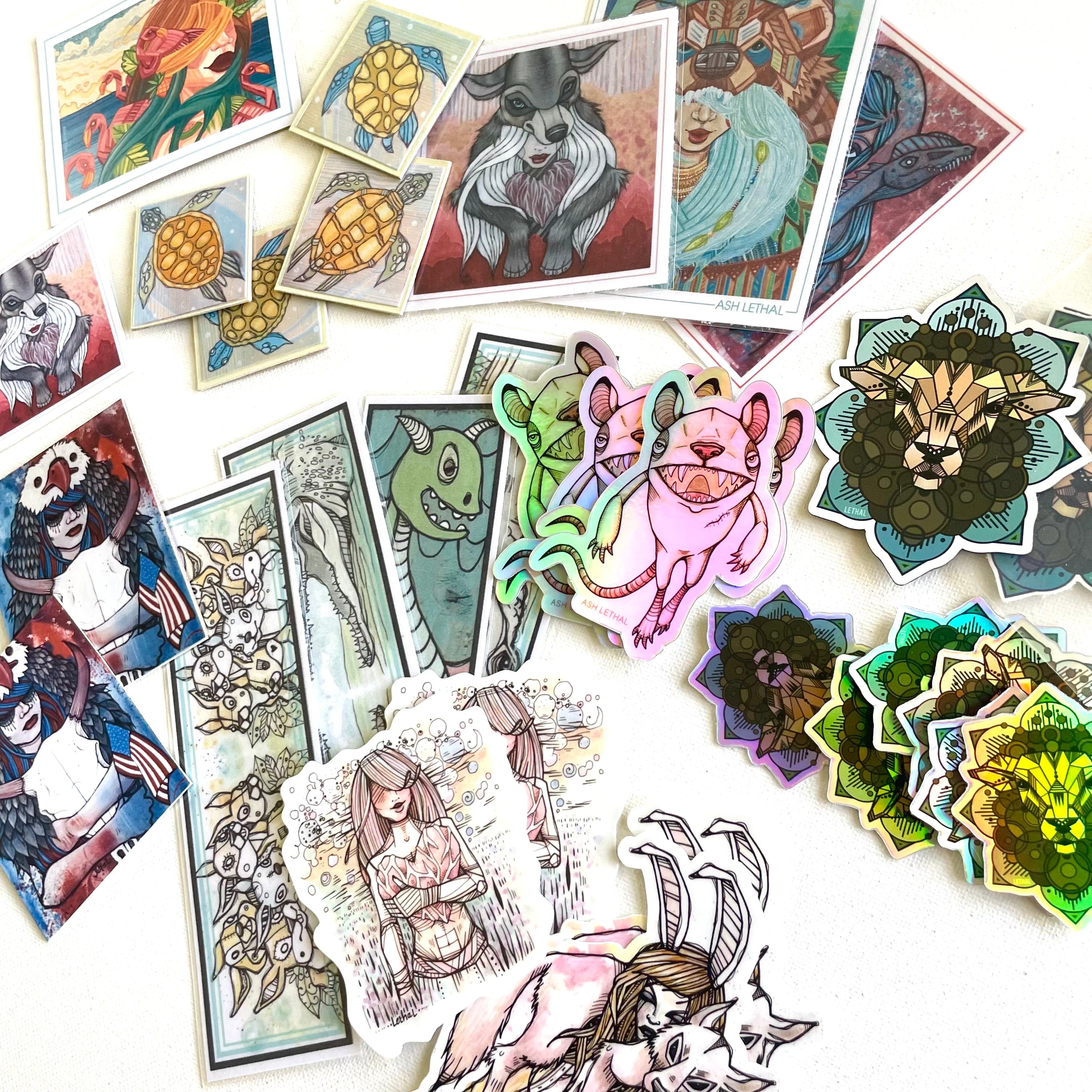 Artist Blind Mystery Surprise Sticker Bookmark Magnet Coloring Packs by Ash Lethal 