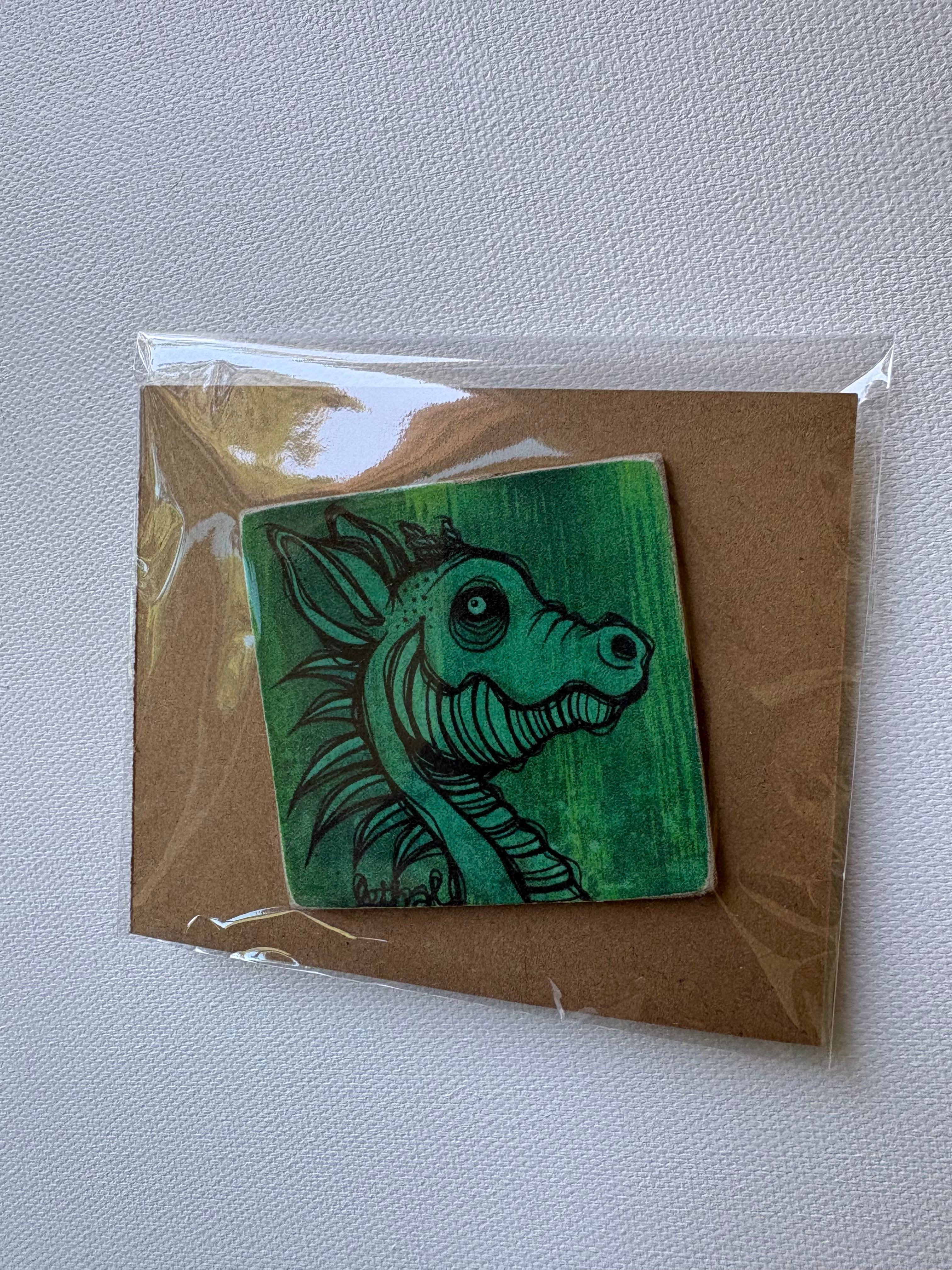Handmade "Green Dragon" Printed Art Magnet by Ash Lethal