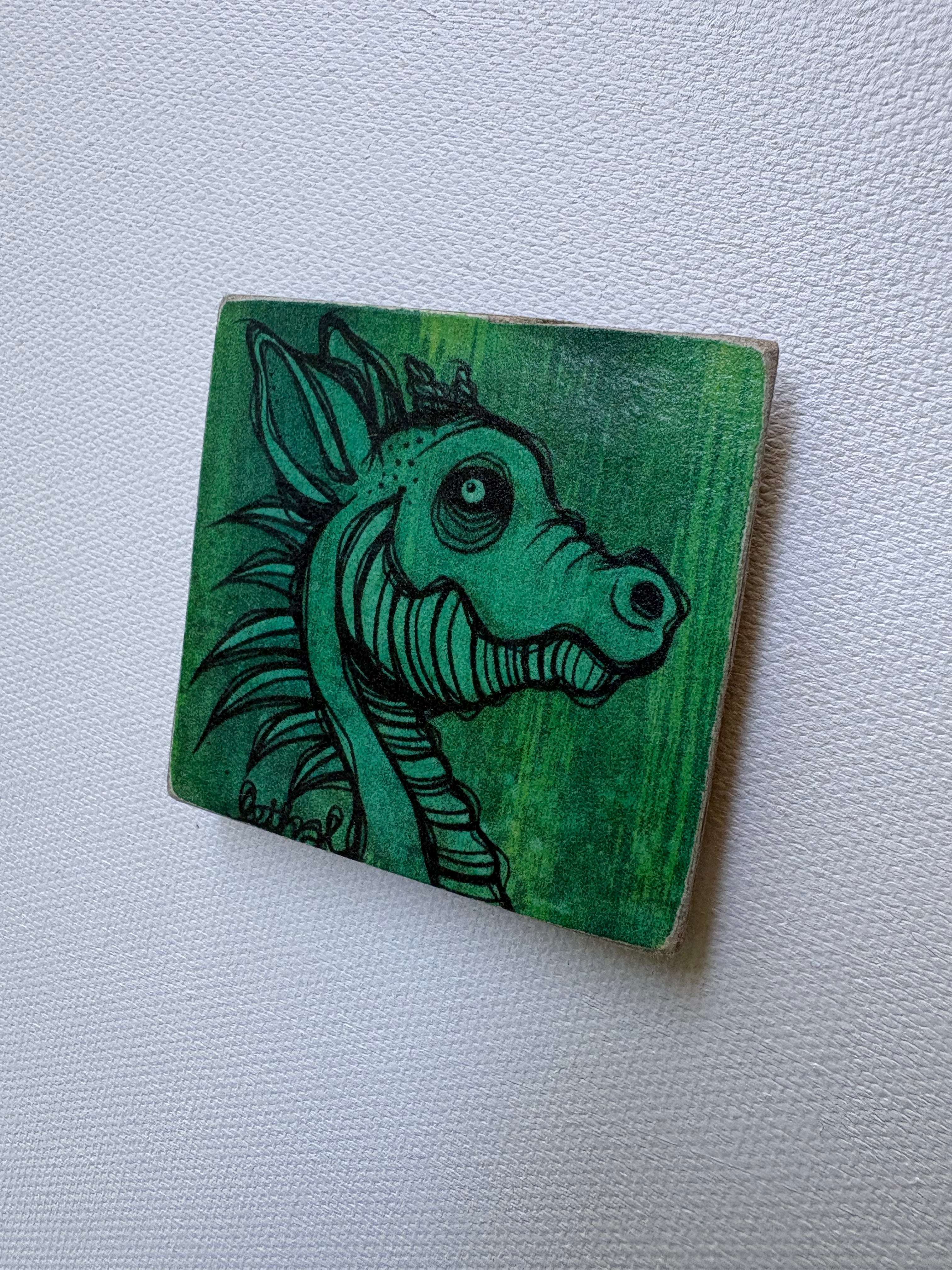 Handmade "Green Dragon" Printed Art Magnet by Ash Lethal