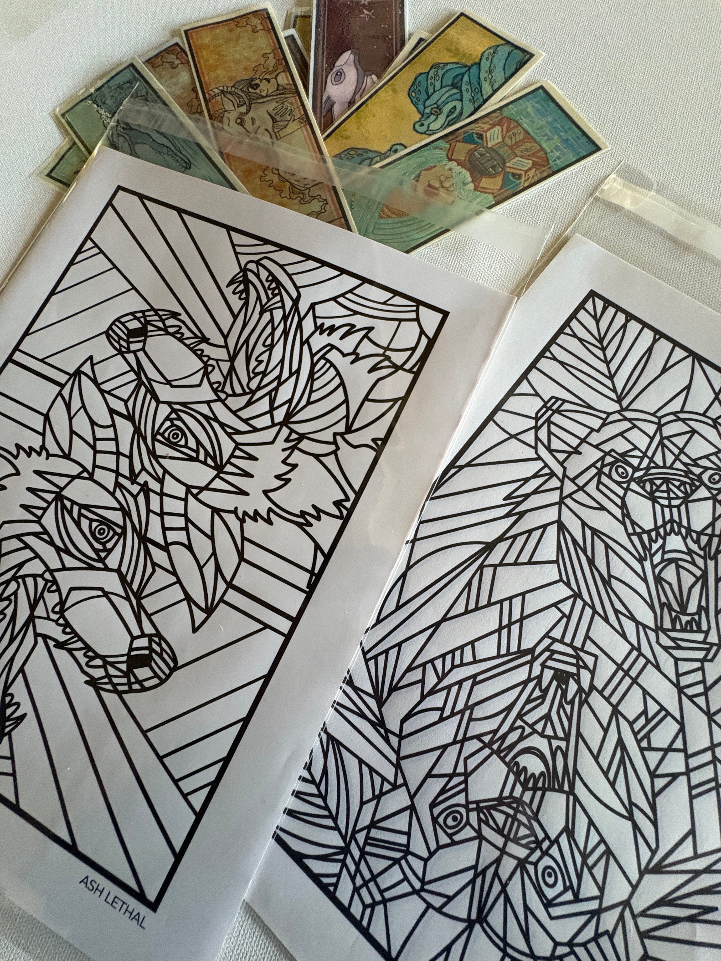 Digital Bundle of Art Stickers, Phone Wallpapers, & Printable Coloring Book Pages by Ash Lethal