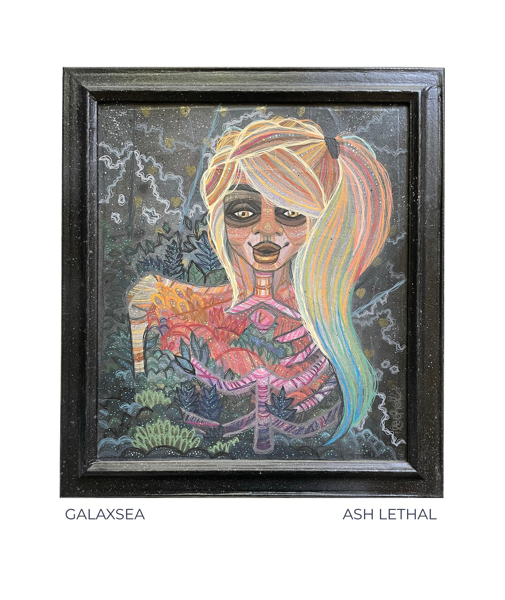 Dark Art Outer Space Pretty Feminine Art Painting Pop Art by Ash Lethal Girl Decor