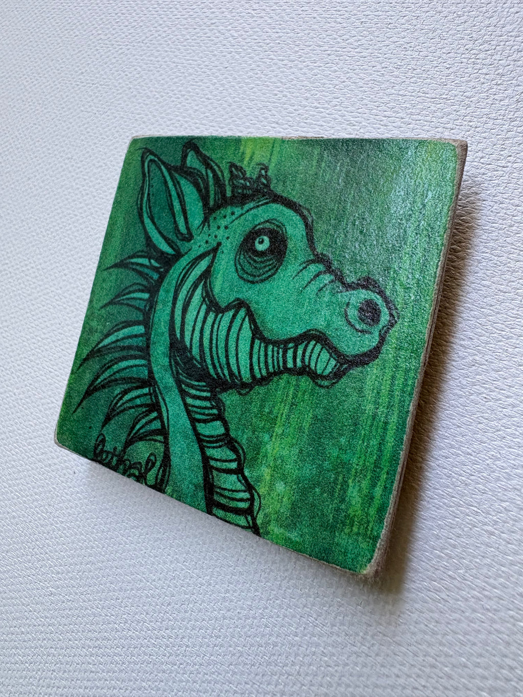 Handmade "Green Dragon" Printed Art Magnet by Ash Lethal
