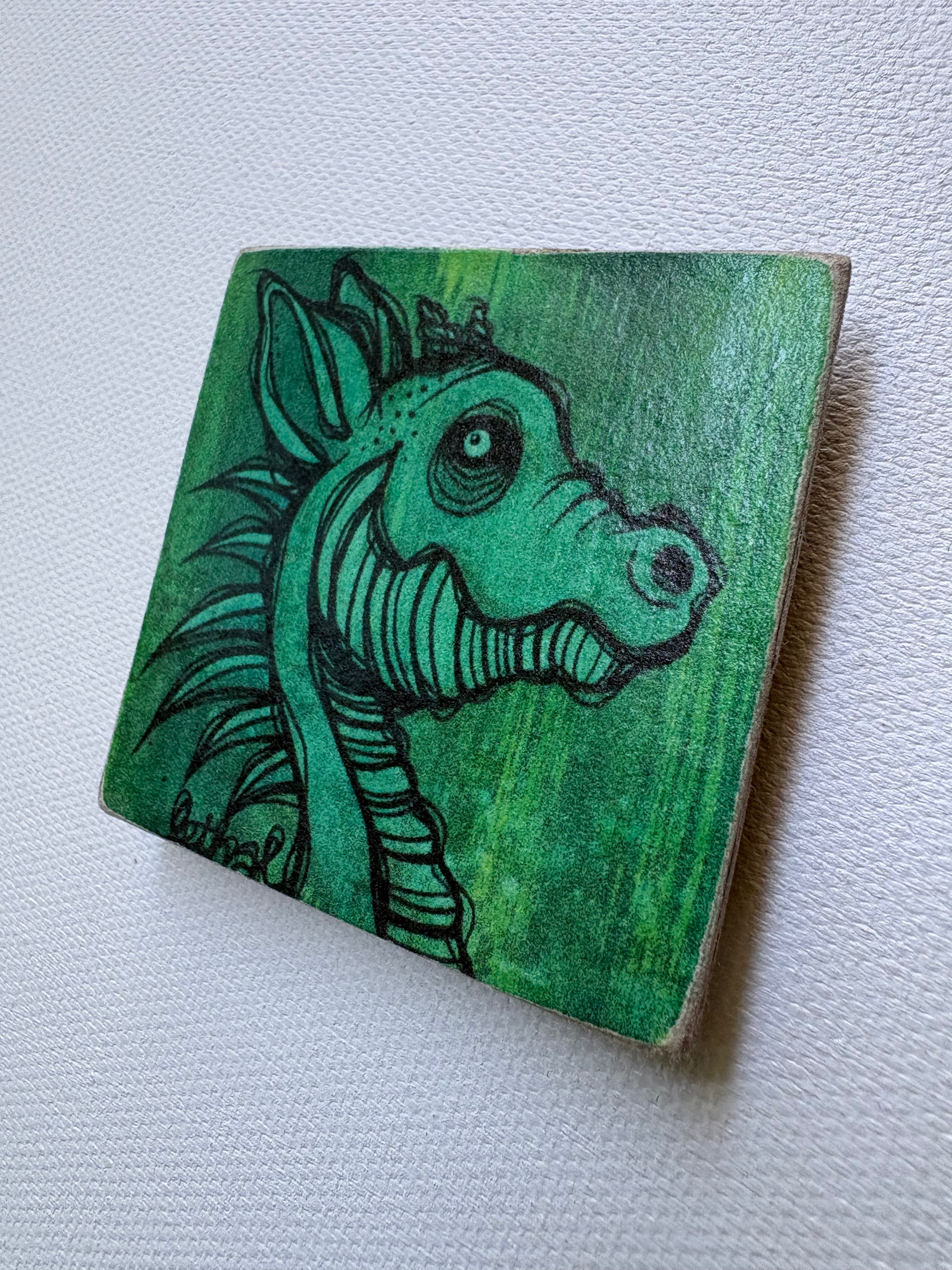 Handmade "Green Dragon" Printed Art Magnet by Ash Lethal