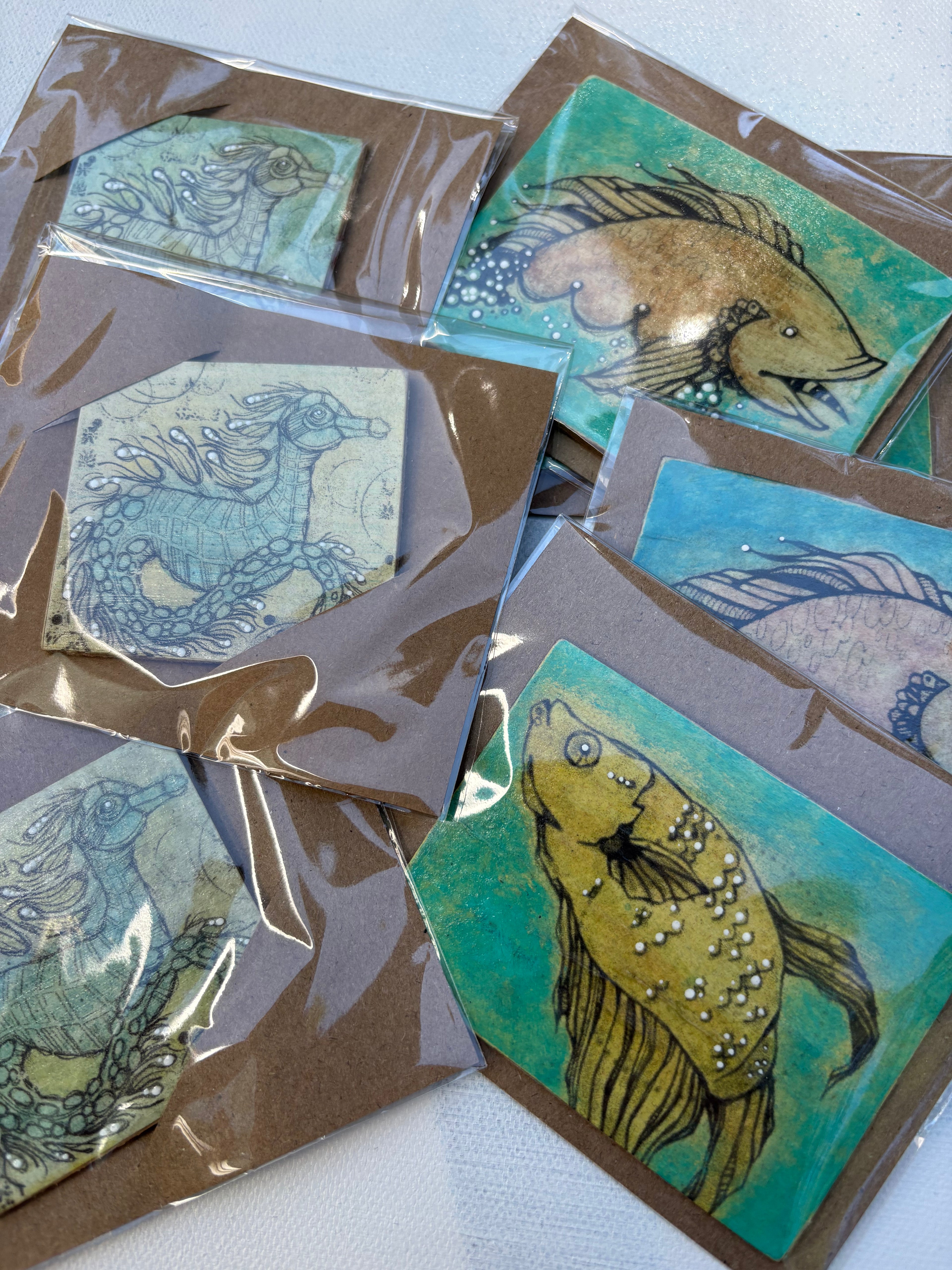 Handmade Art Magnets by Ash Lethal Pack of (3) Three