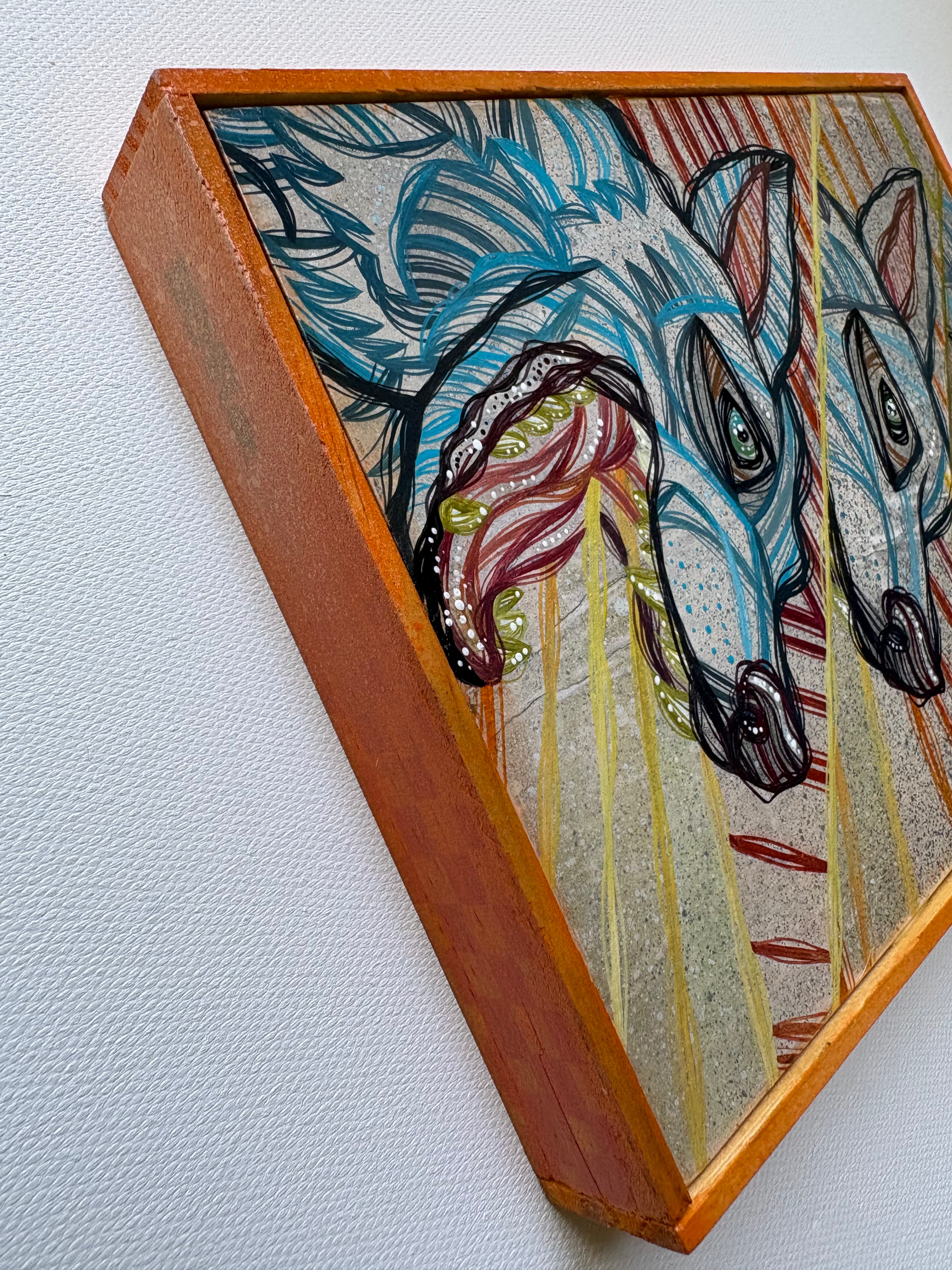 Original Mini Day Wolf Painting by Ash Lethal