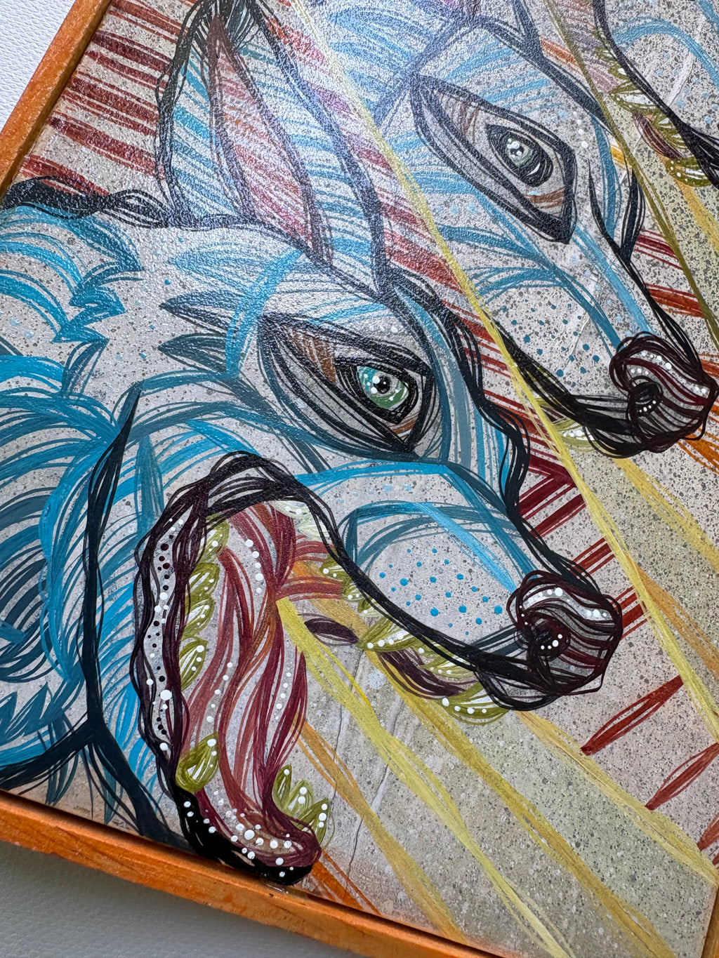 Original Mini Day Wolf Painting by Ash Lethal