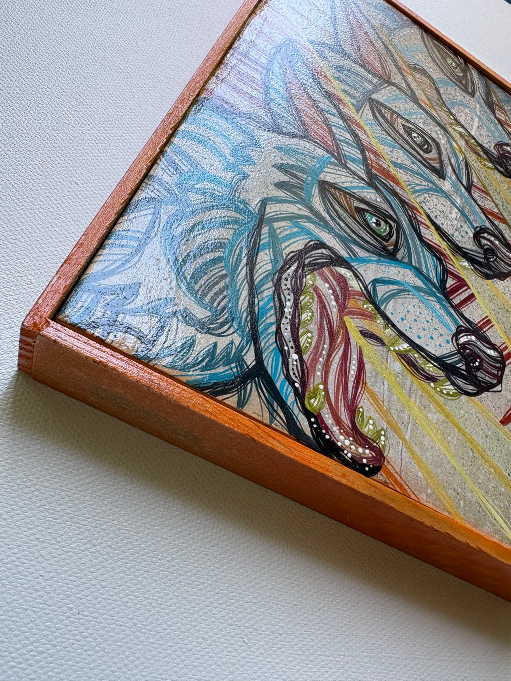 Original Mini Day Wolf Painting by Ash Lethal