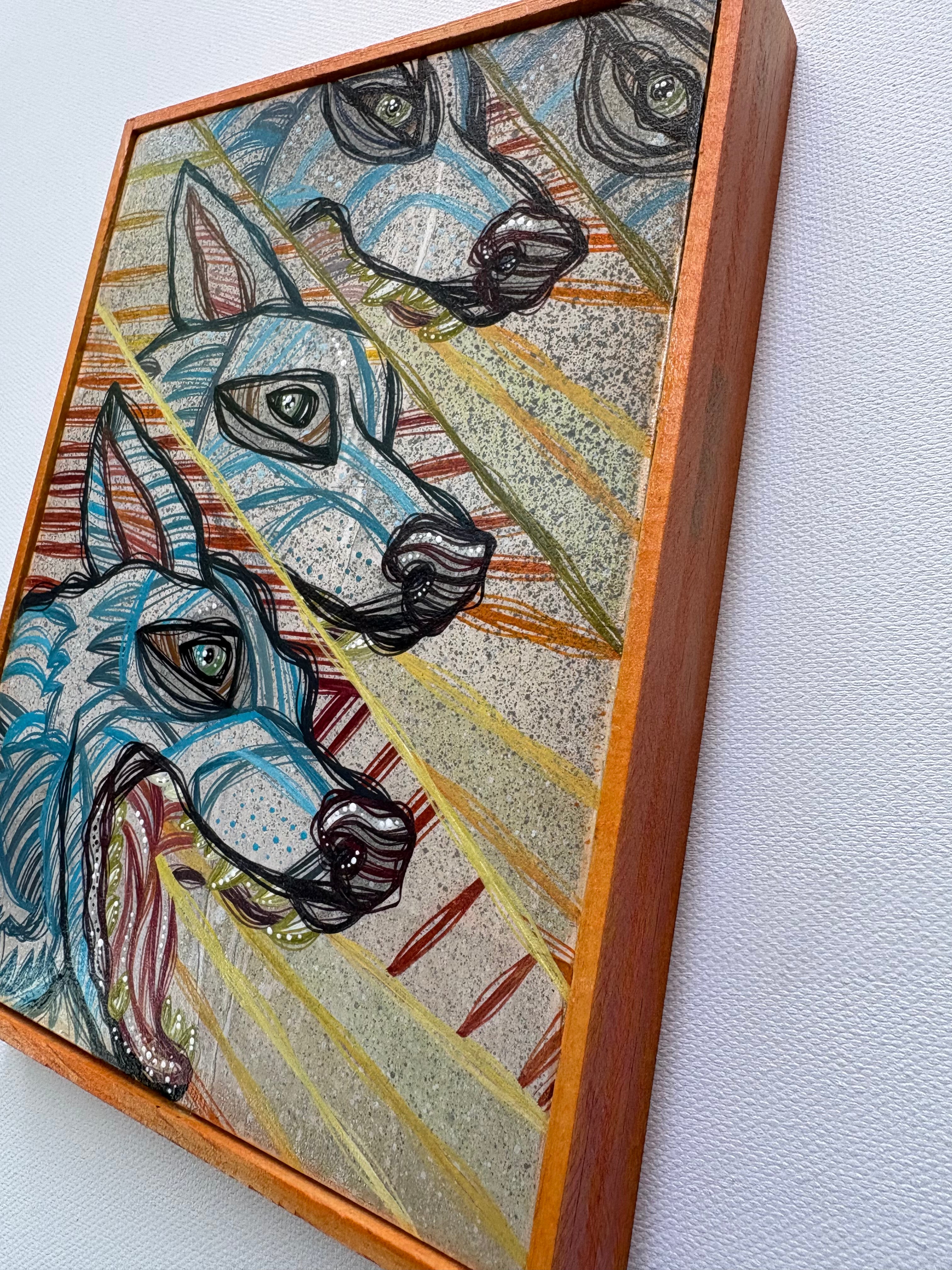 Original Mini Day Wolf Painting by Ash Lethal