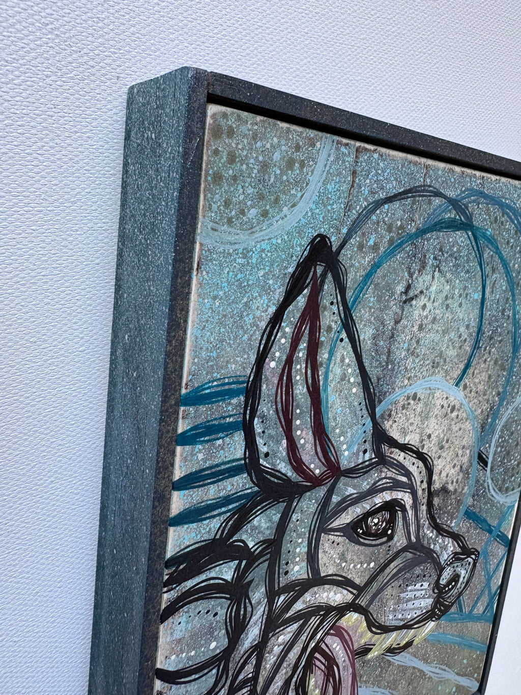 Original Mini Night Wolf Painting by Ash Lethal