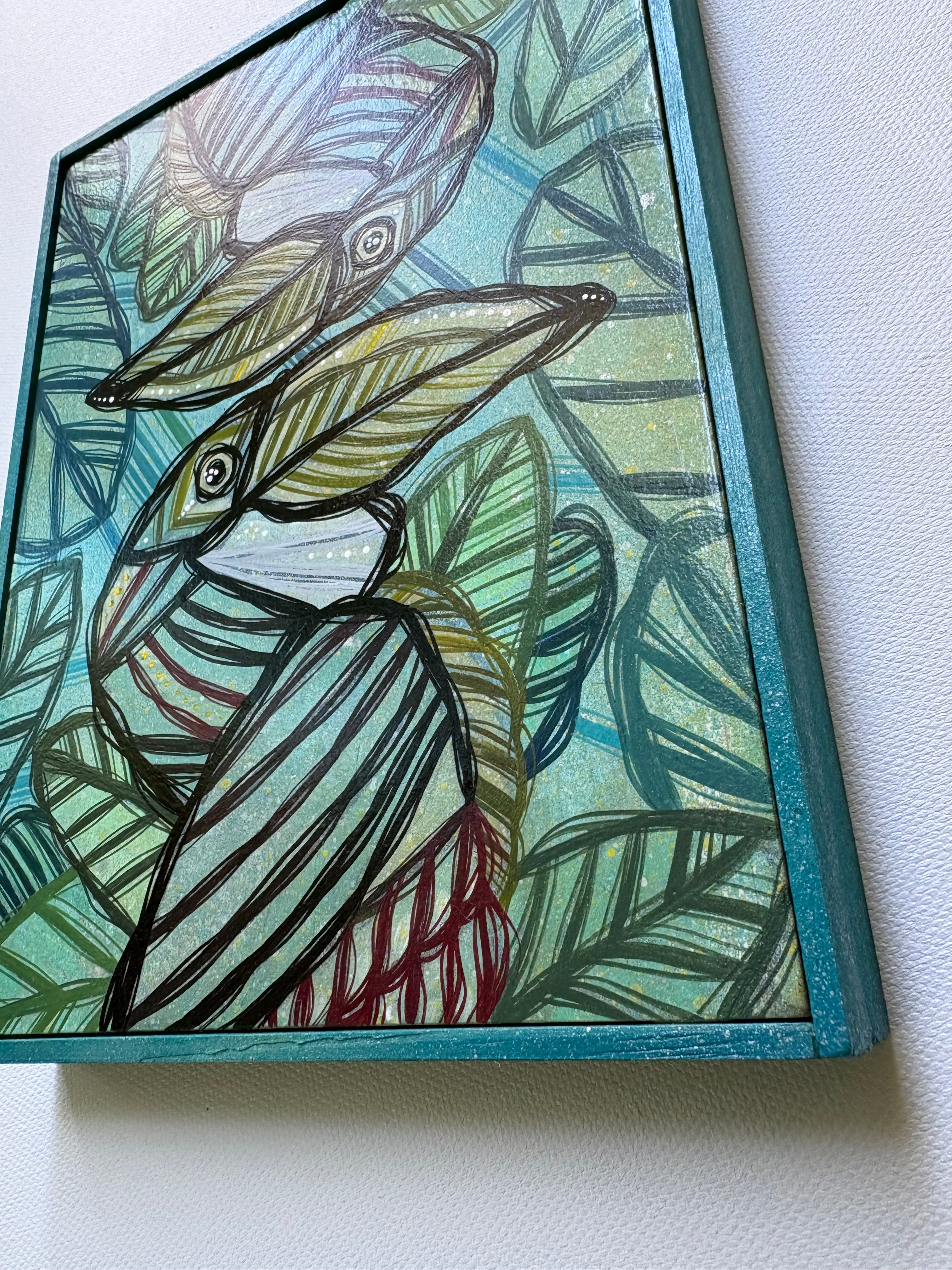 Original Mini Toucans Tropical Painting by Ash Lethal
