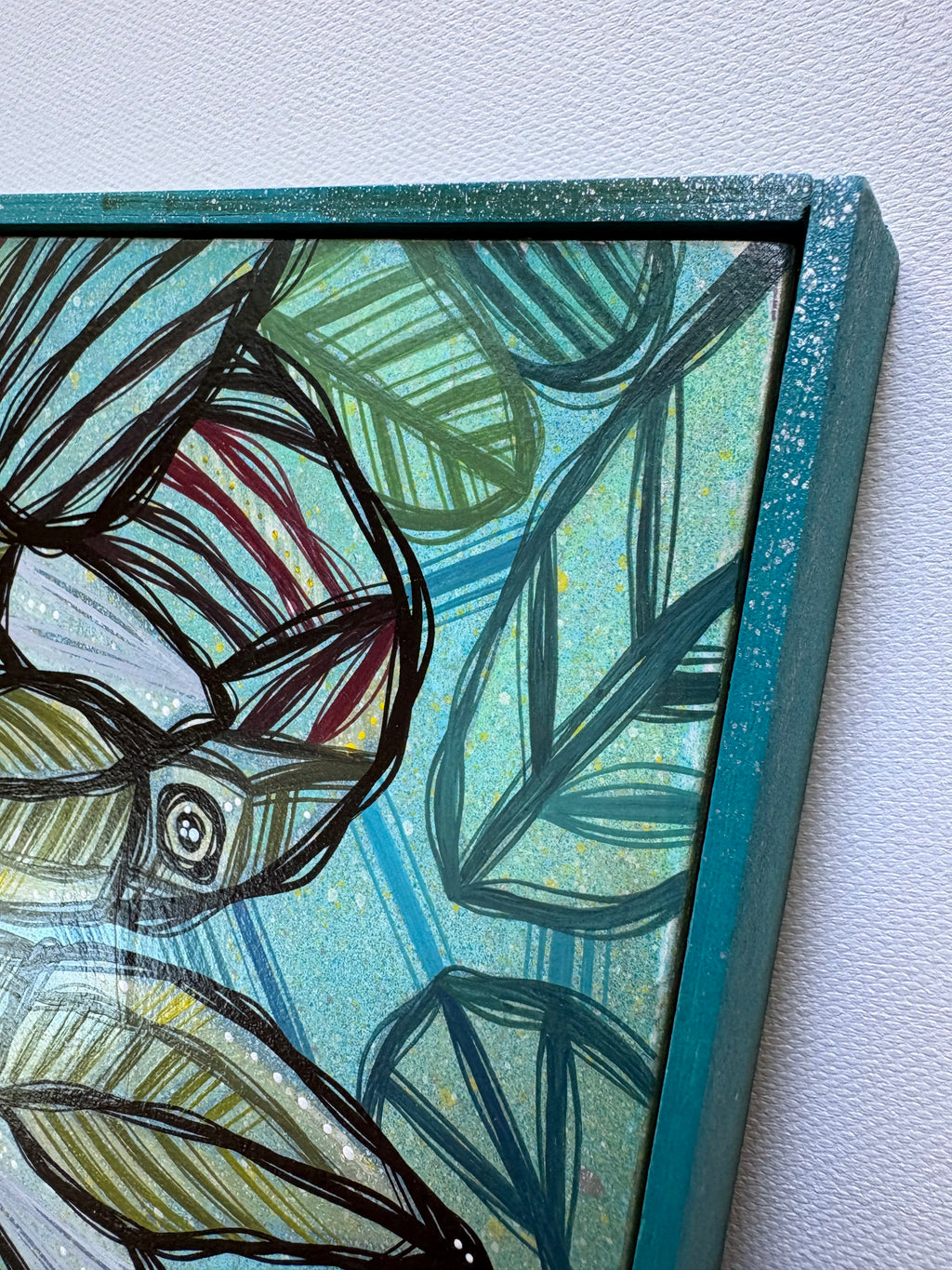 Original Mini Toucans Tropical Painting by Ash Lethal