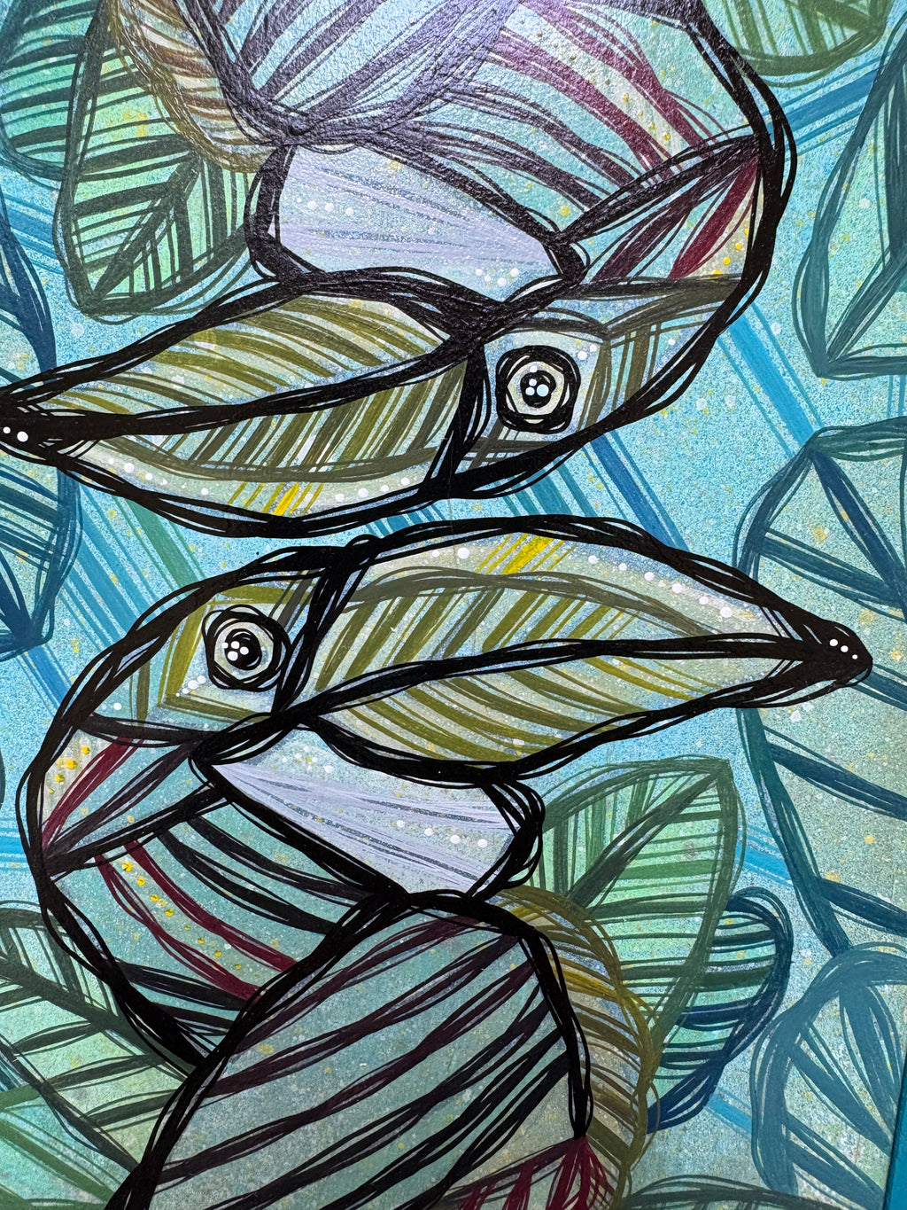 Original Mini Toucans Tropical Painting by Ash Lethal