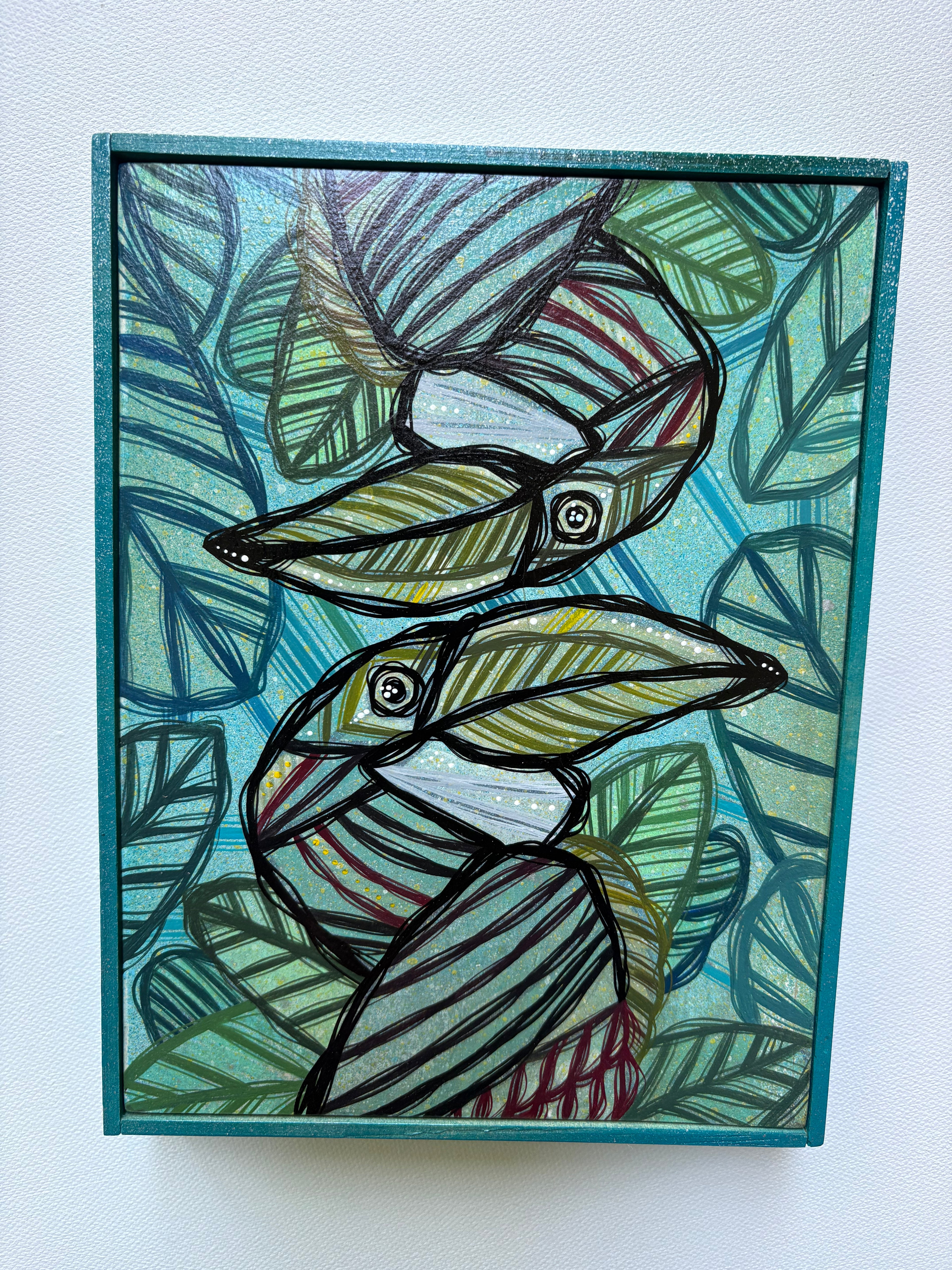 Original Mini Toucans Tropical Painting by Ash Lethal