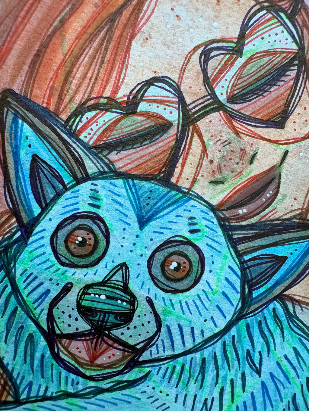 All Creatures Original Ink & Acrylic 11" x 13" Drawing on Watercolor Paper