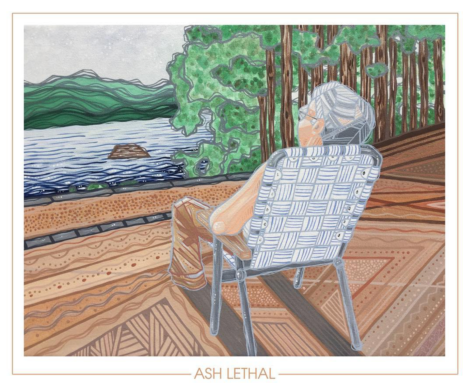 ash Lethal commission painting grandpa at the lake portrait