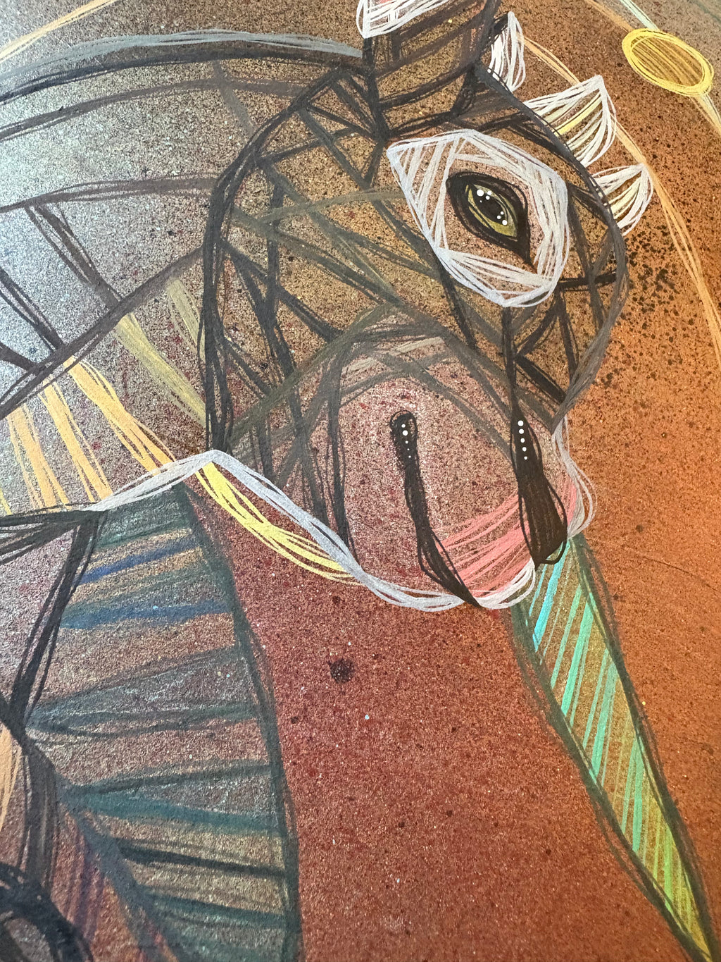 Abstract artwork of a cute goat with geometric patterns