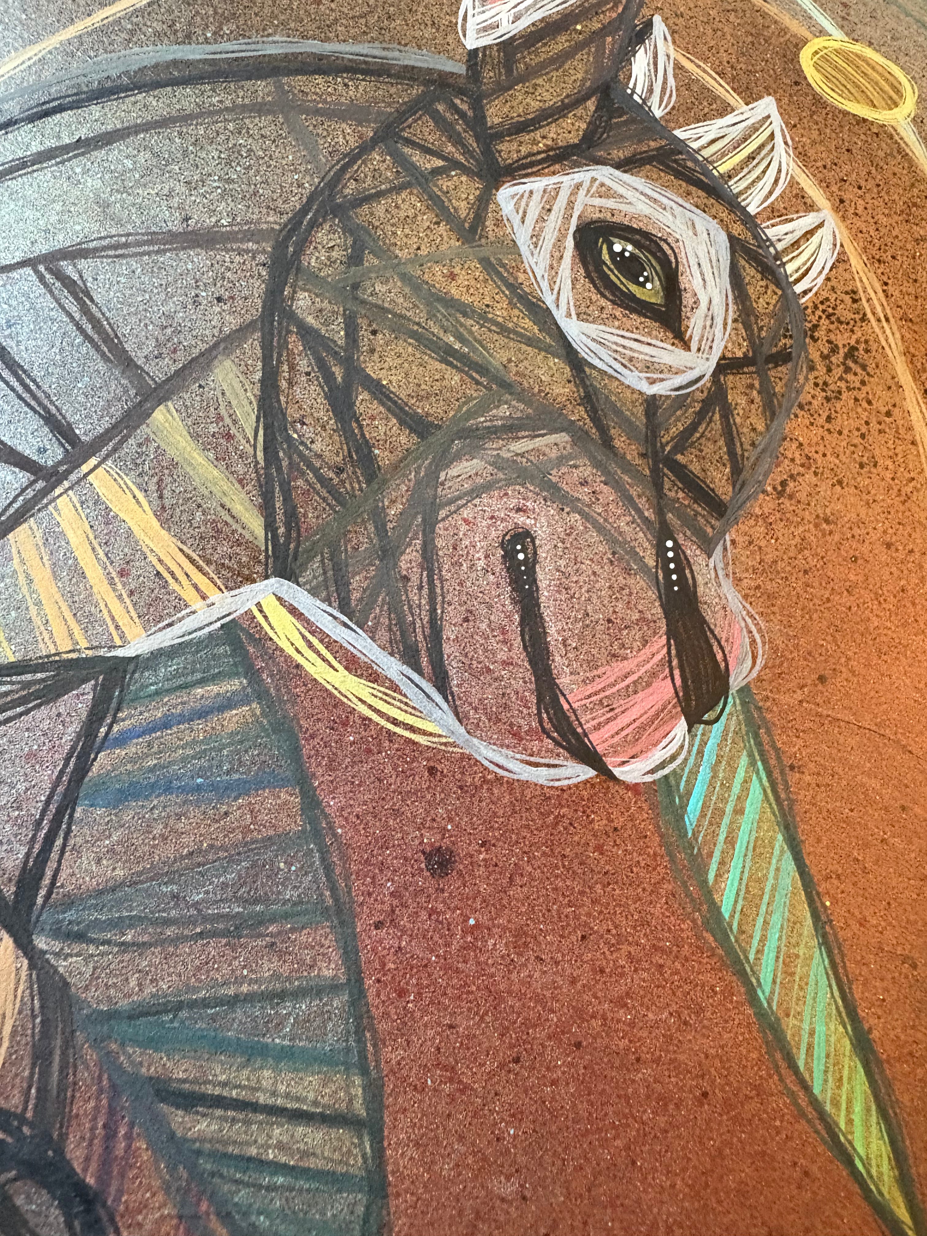 Abstract artwork of a cute goat with geometric patterns