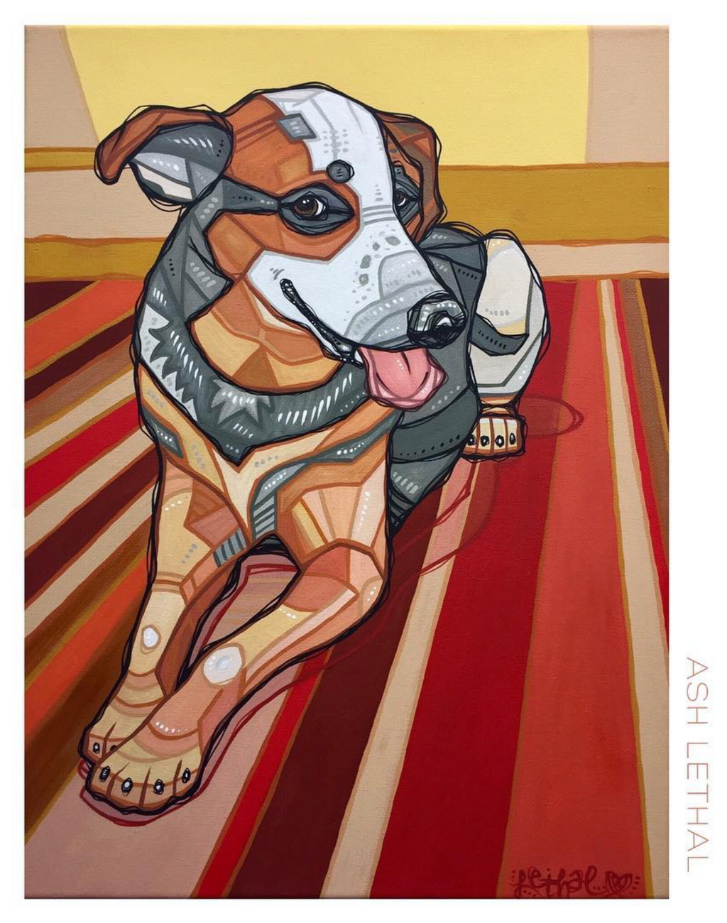 ash Lethal commission painting dog portrait colorful dog