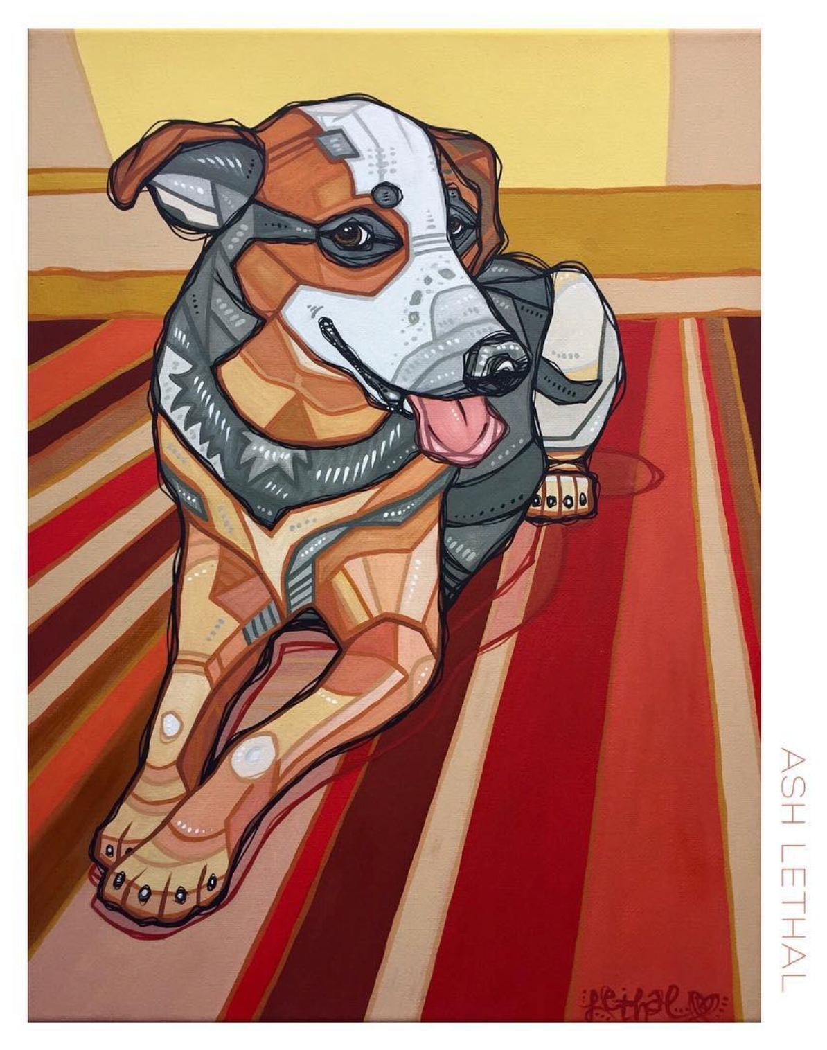 ash Lethal commission painting dog portrait colorful dog