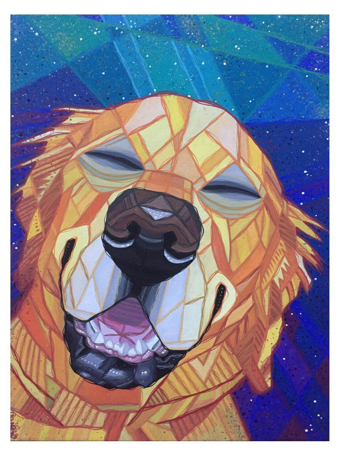 golden retriever ash Lethal commission painting dog portrait