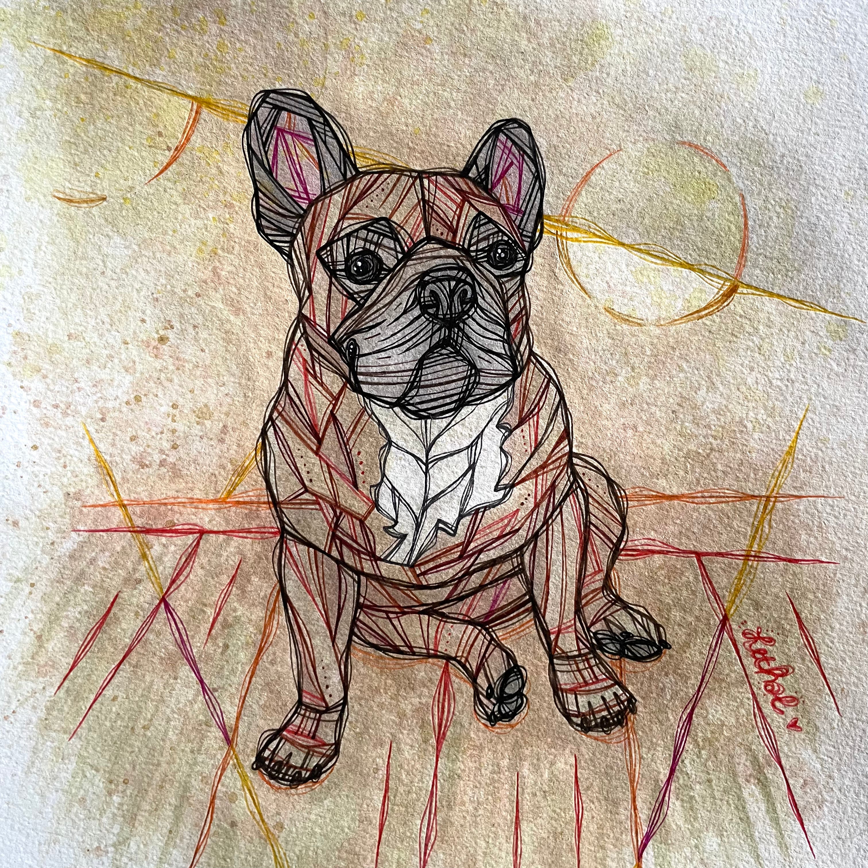 portrait drawing commission example 1 frenchie dog by ash lethal