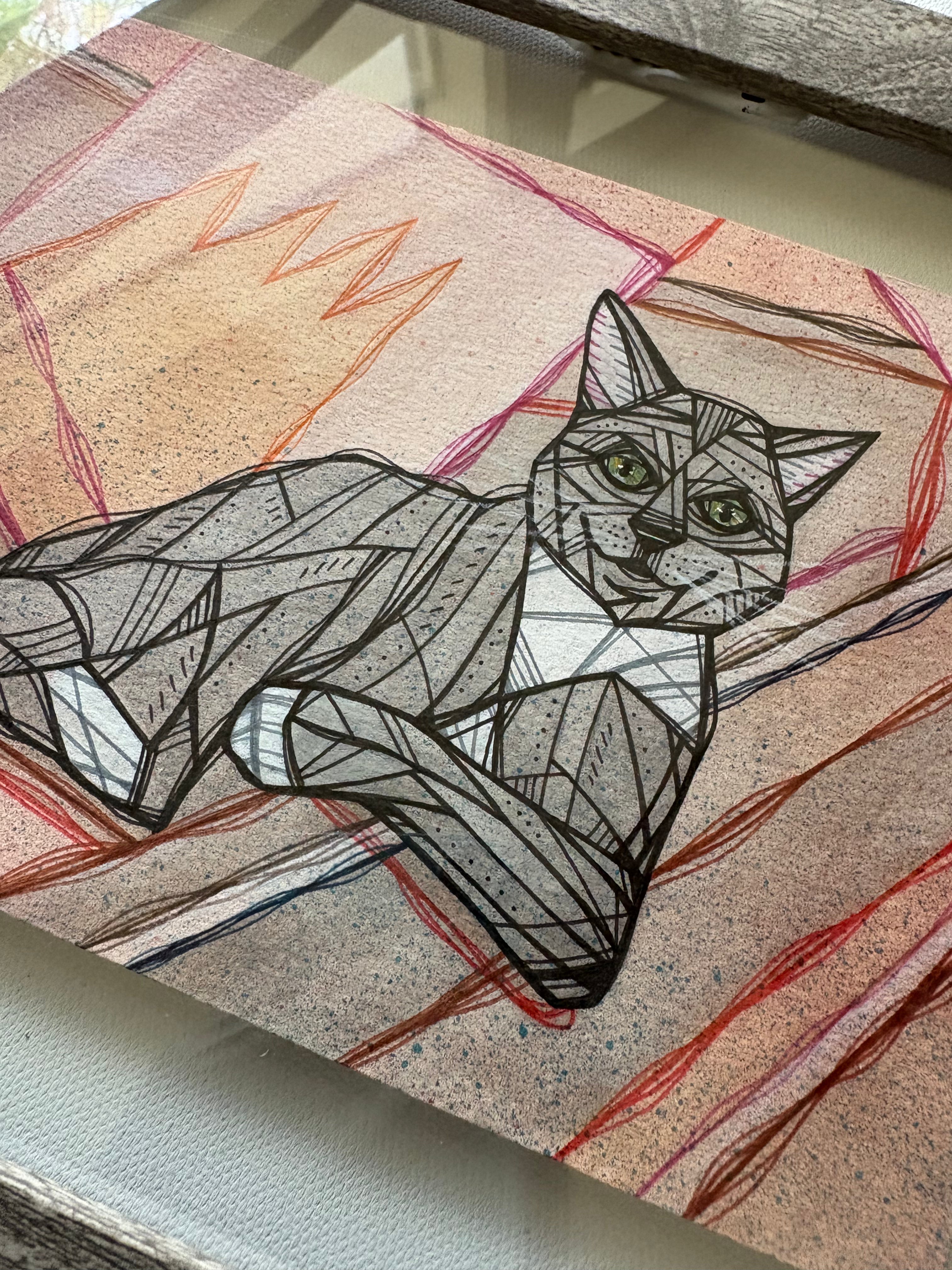 portrait drawing commission example cat by ash lethal