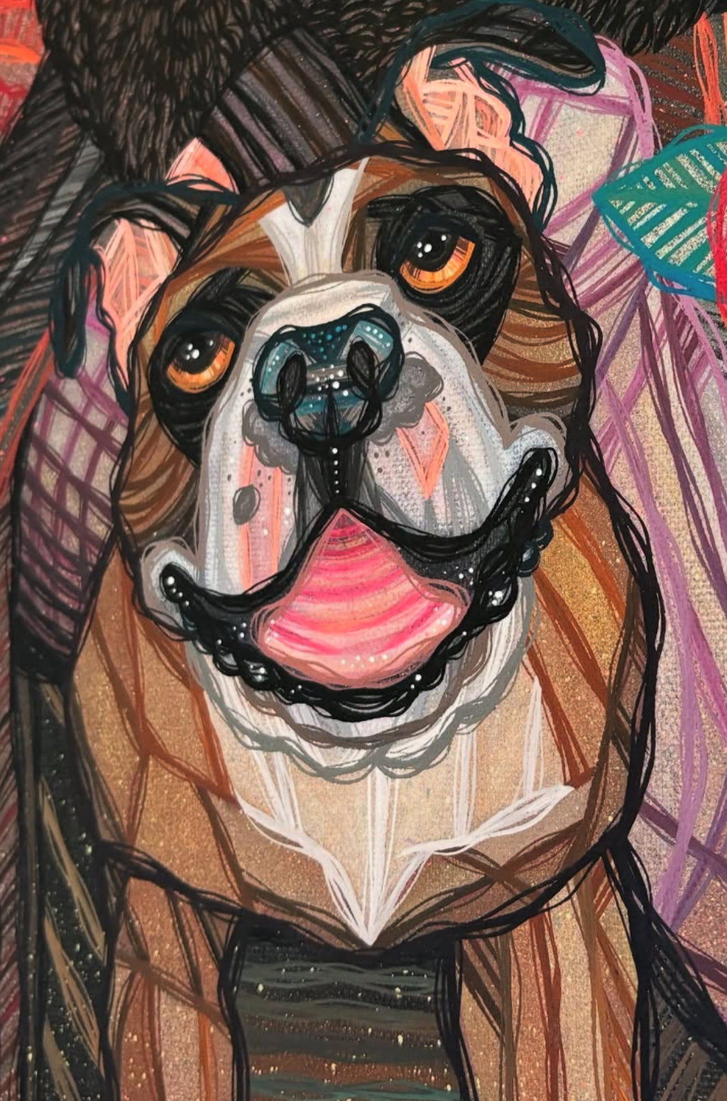 portrait painting commission example English bulldog