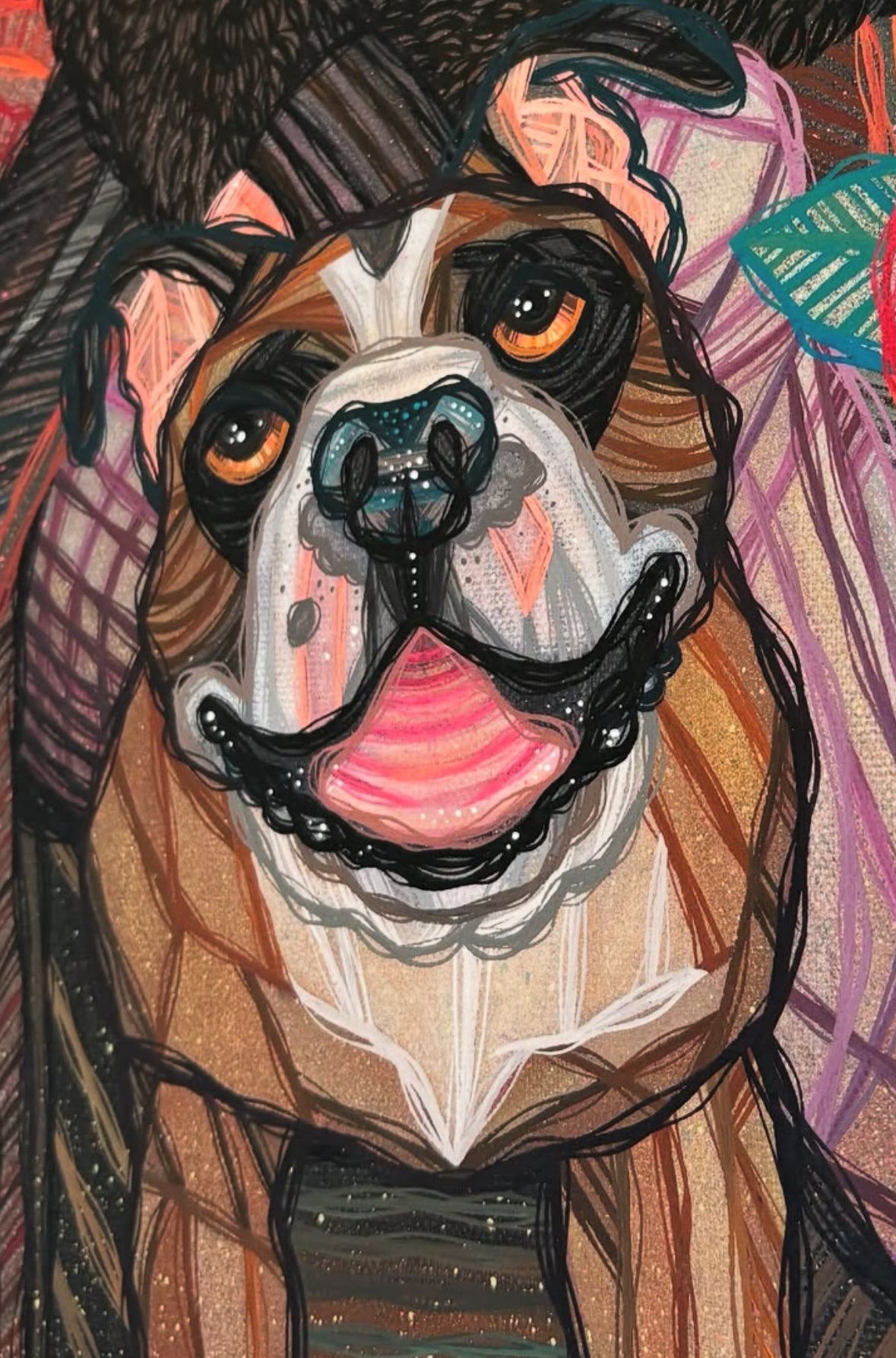 portrait painting commission example English bulldog