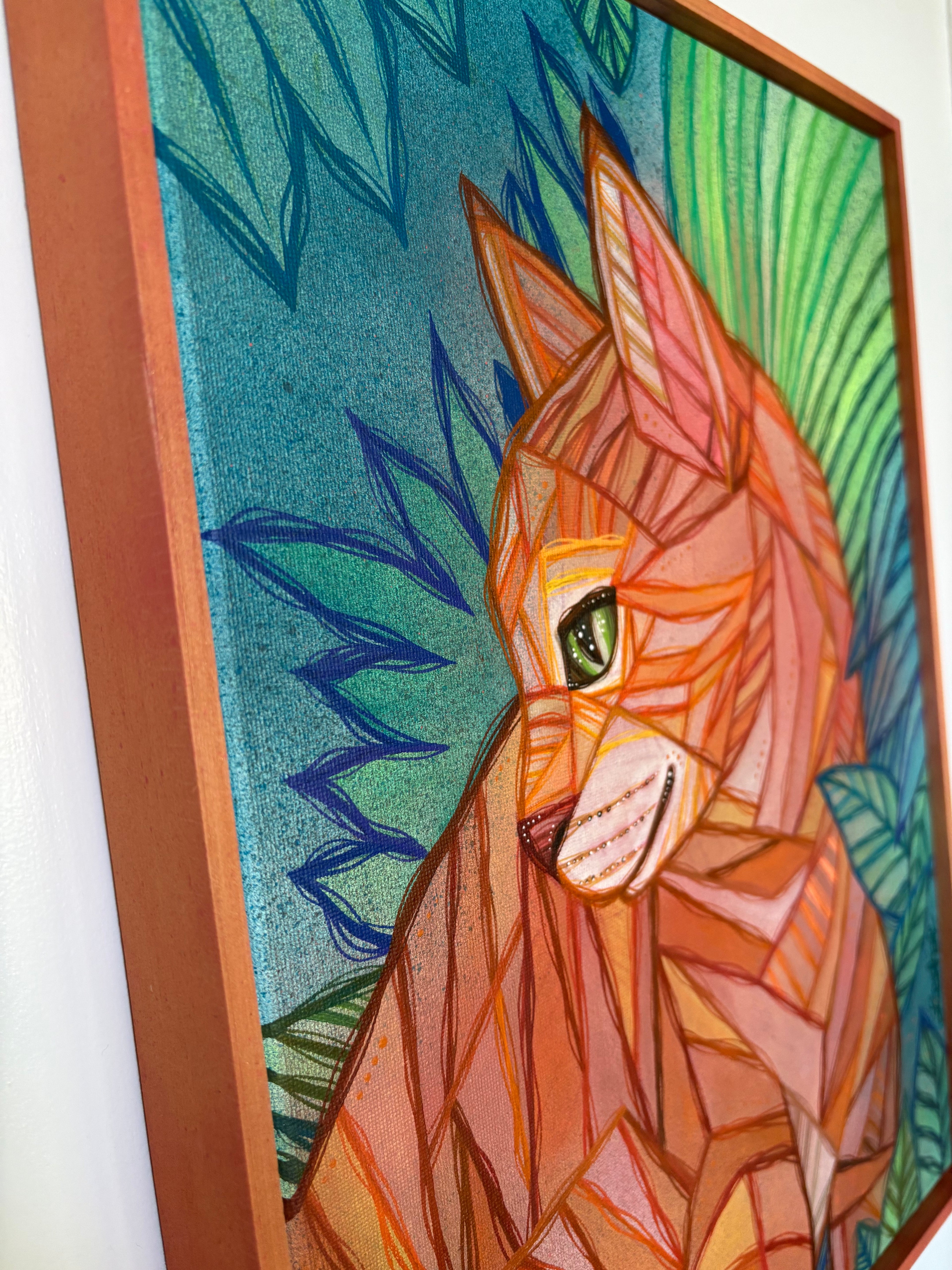 portrait painting commission example bright orange cat