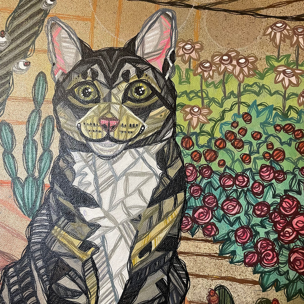 portrait painting commission example cat by ash lethal on canvas