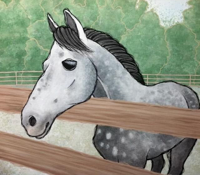 portrait painting commission example horse pet