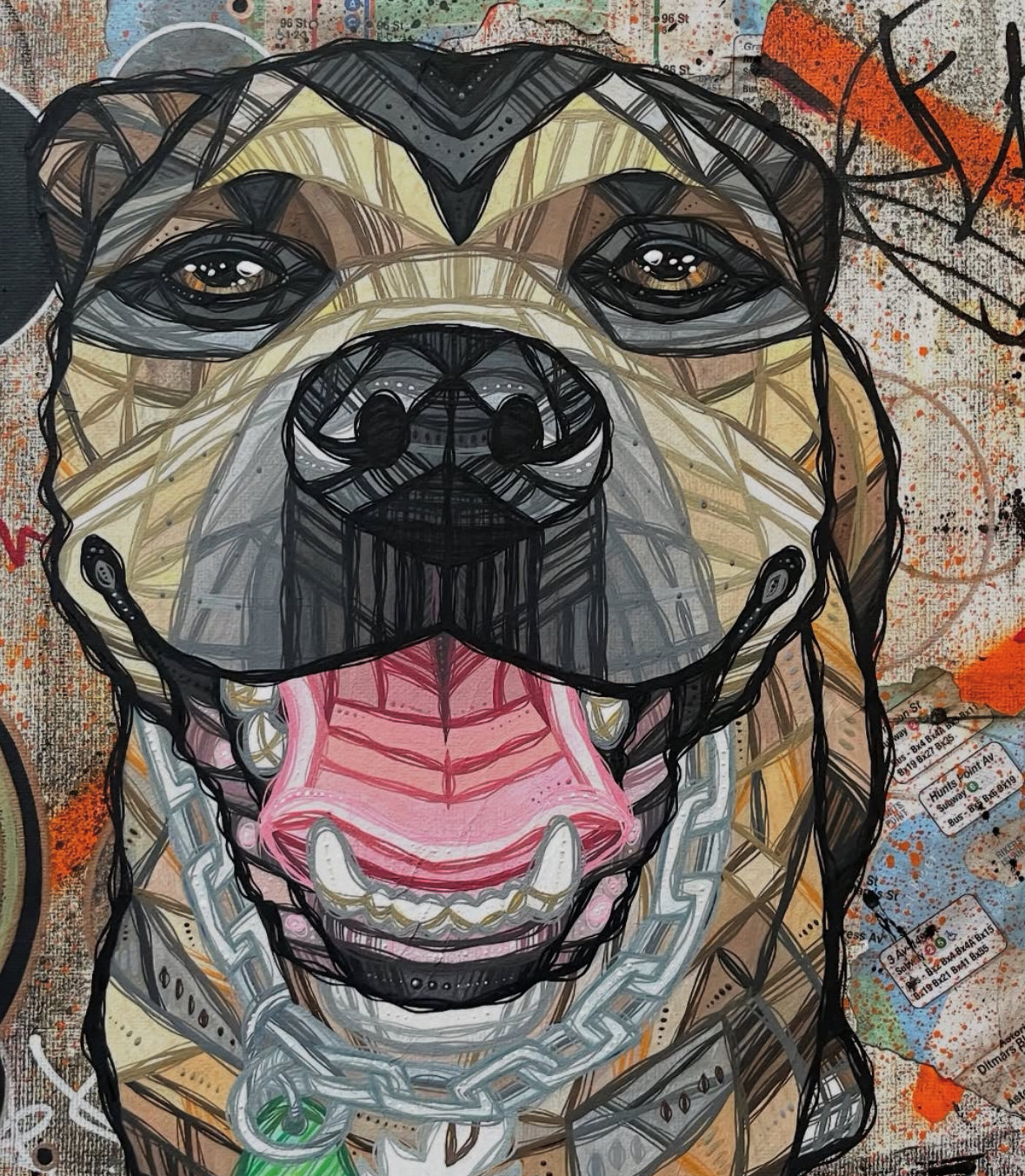 portrait painting commission example pit bull dog jerz