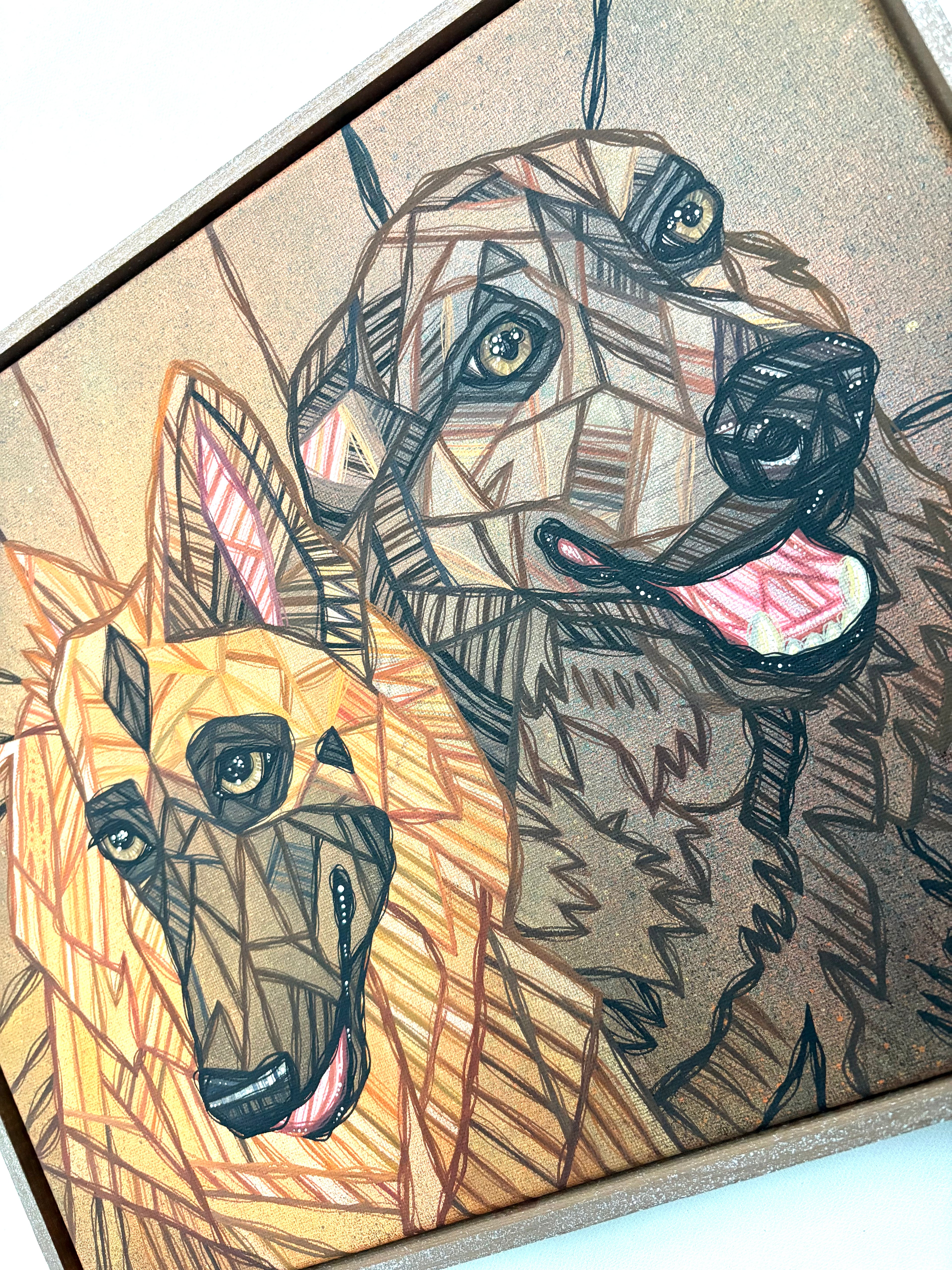 portrait painting commission example two dogs