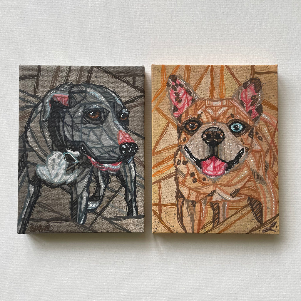 portrait painting commission example dogs matching set