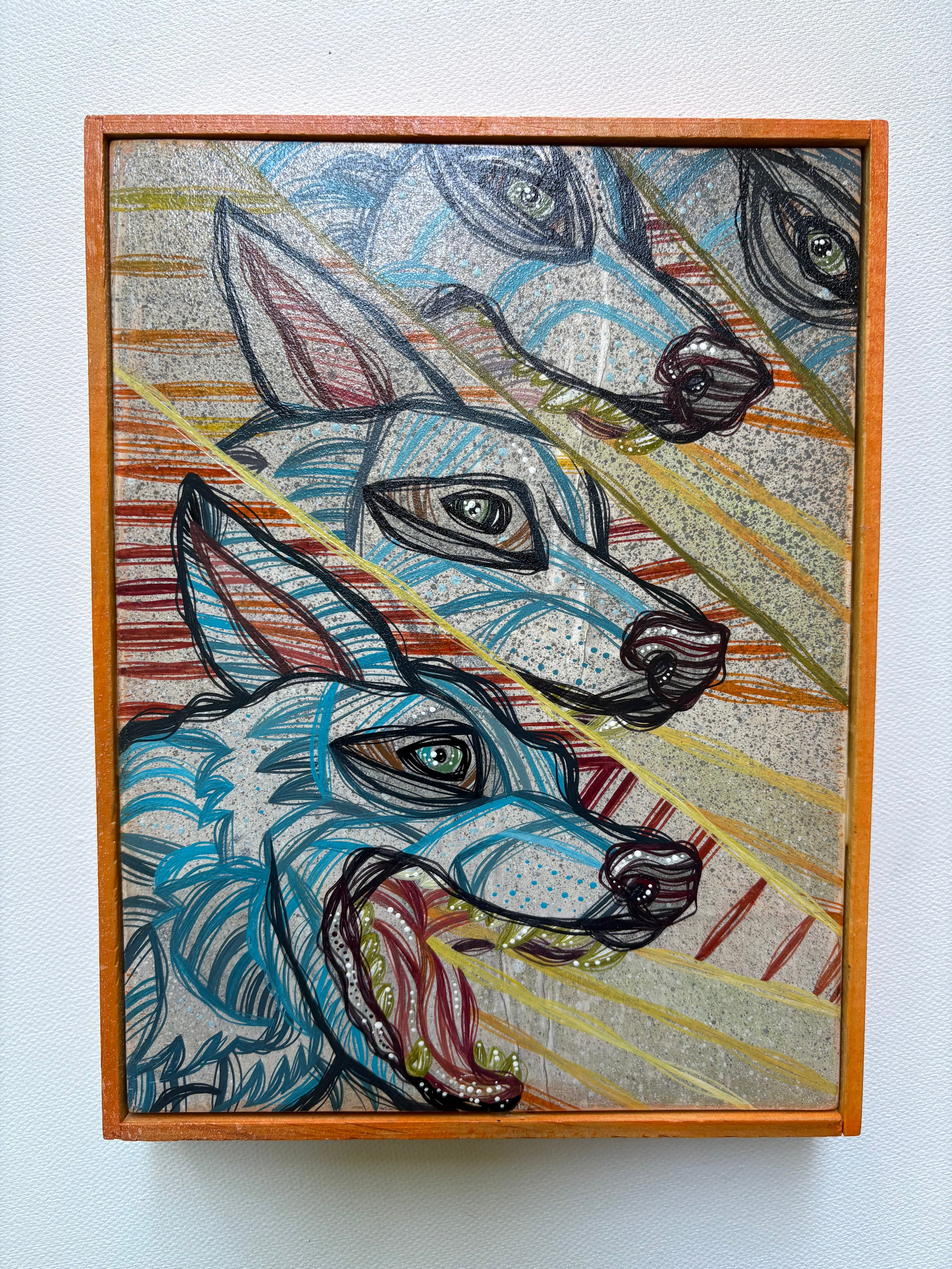 day wolf original painting by ash lethal