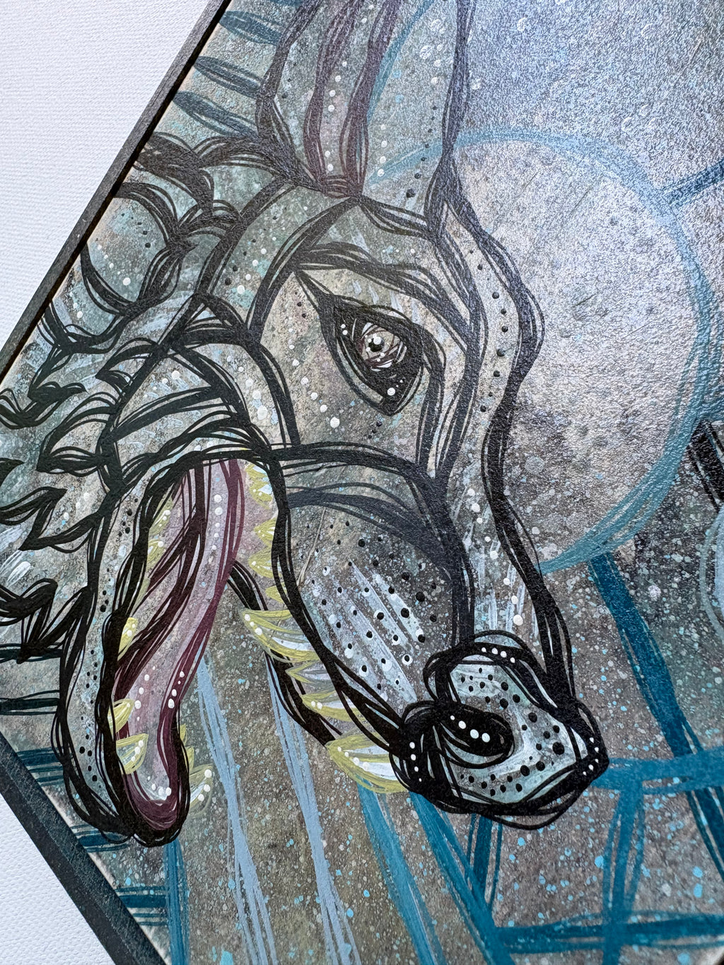 night wolf original painting by ash lethal